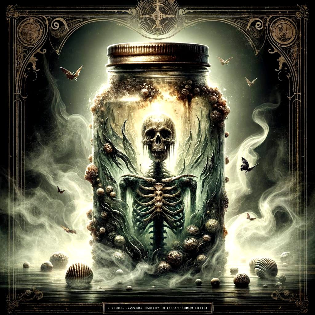 Ethereal Gothic Label with Fused Sea Creature