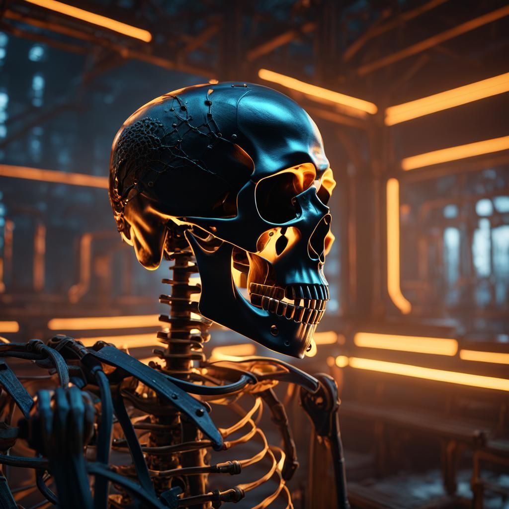 Glowing Skeleton at Chernobyl: Detailed Matte Painting