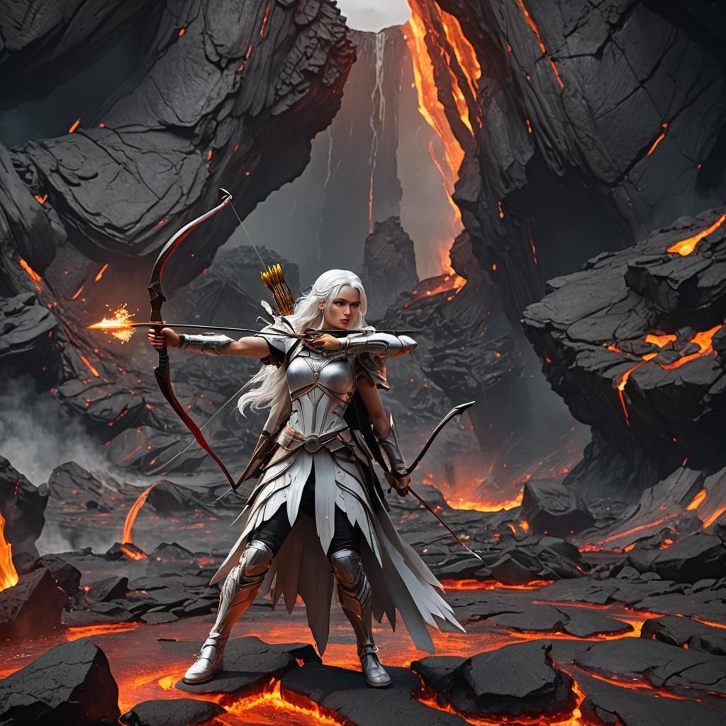 Angel Archer in Front of Lava Sinkhole
