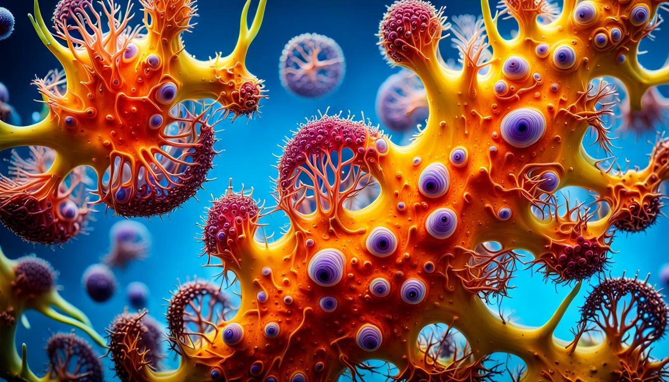 Amoebas Swimming: Macro Photography with Vibrant Colors