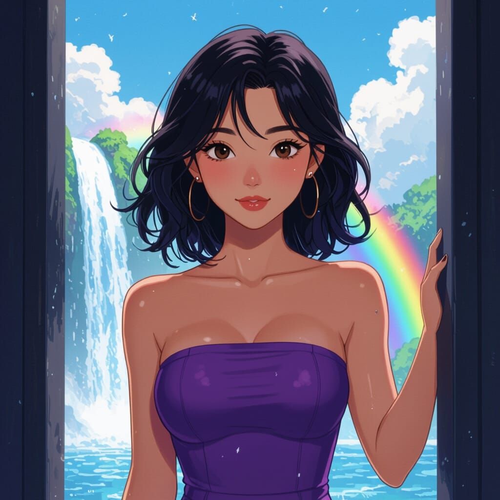 Asian Woman Steps into Whimsical World: Shinkai Style