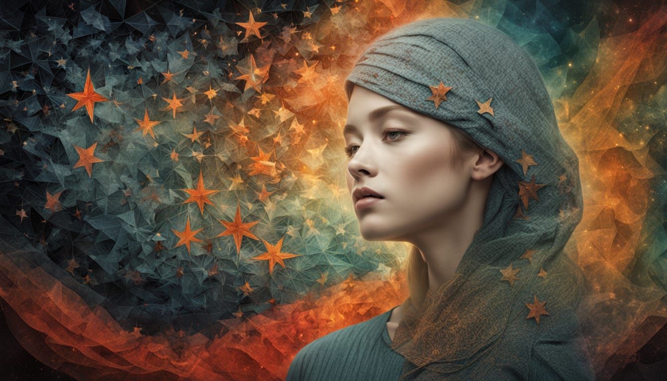 Dreamlike Star in a Kaleidoscope of Textures and Patterns