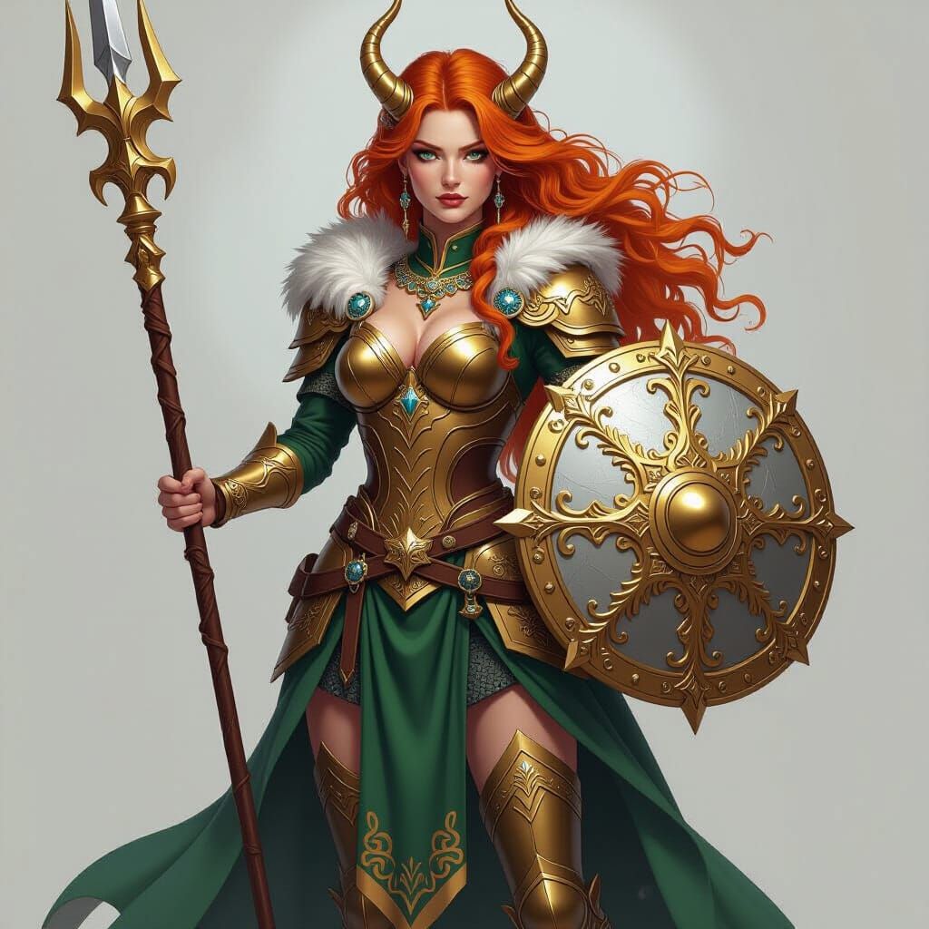 Ginger-Haired Warrior Hybrid of Freya and Loki