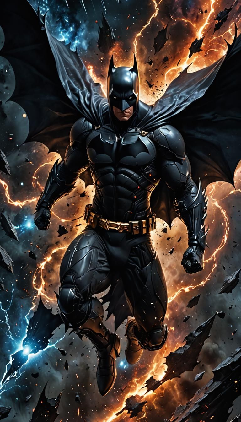 Batman Materializing from Cosmic Energy: Digital Matte Paint...