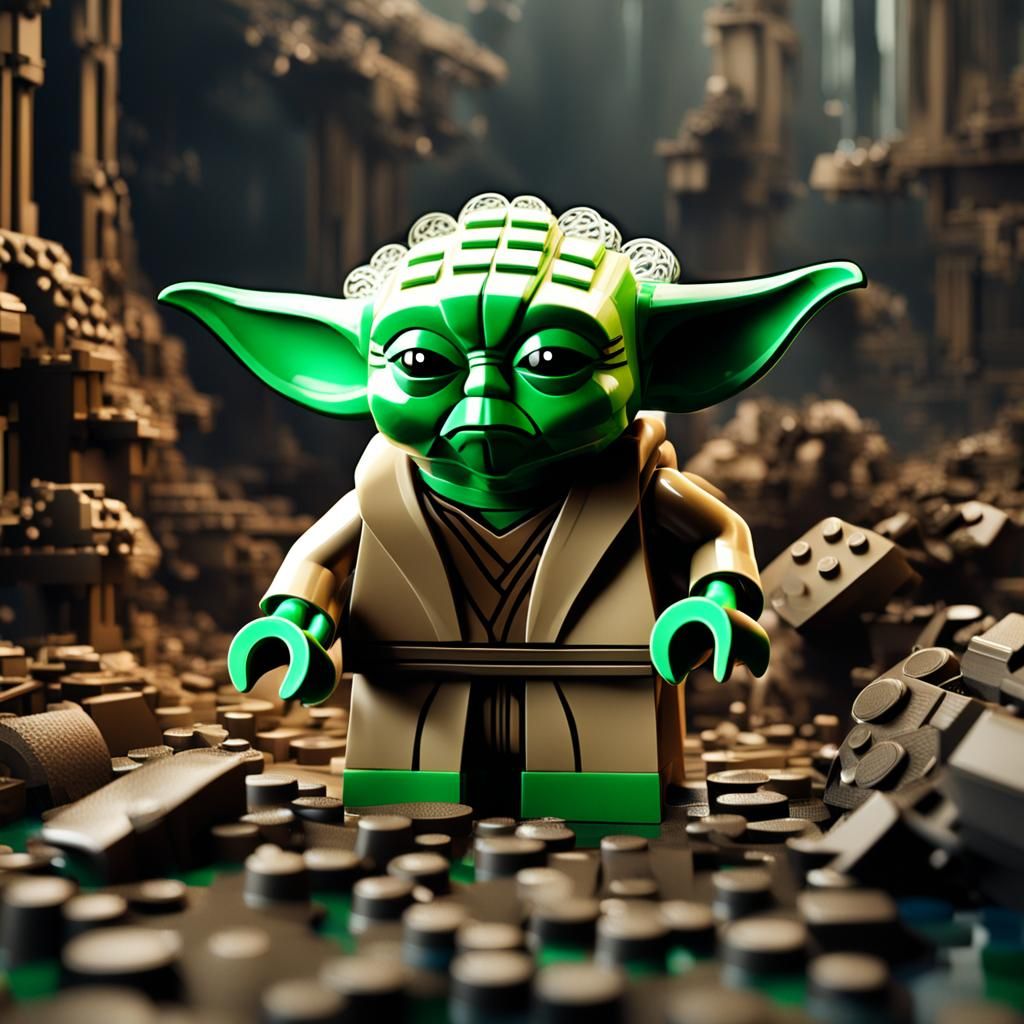 Cinematic Lego Yoda Digital Matte Painting