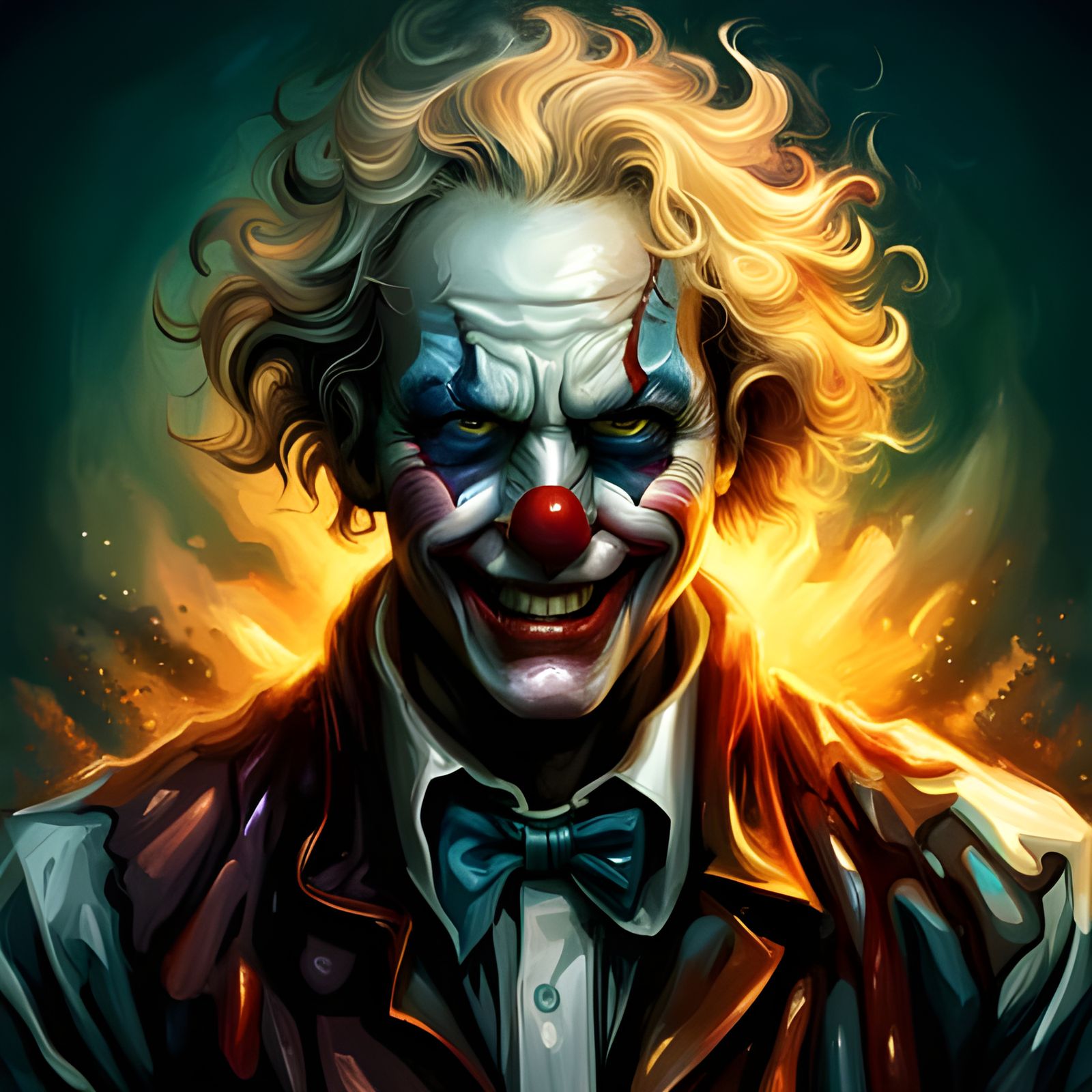 Crying Clown in Chiaroscuro Style