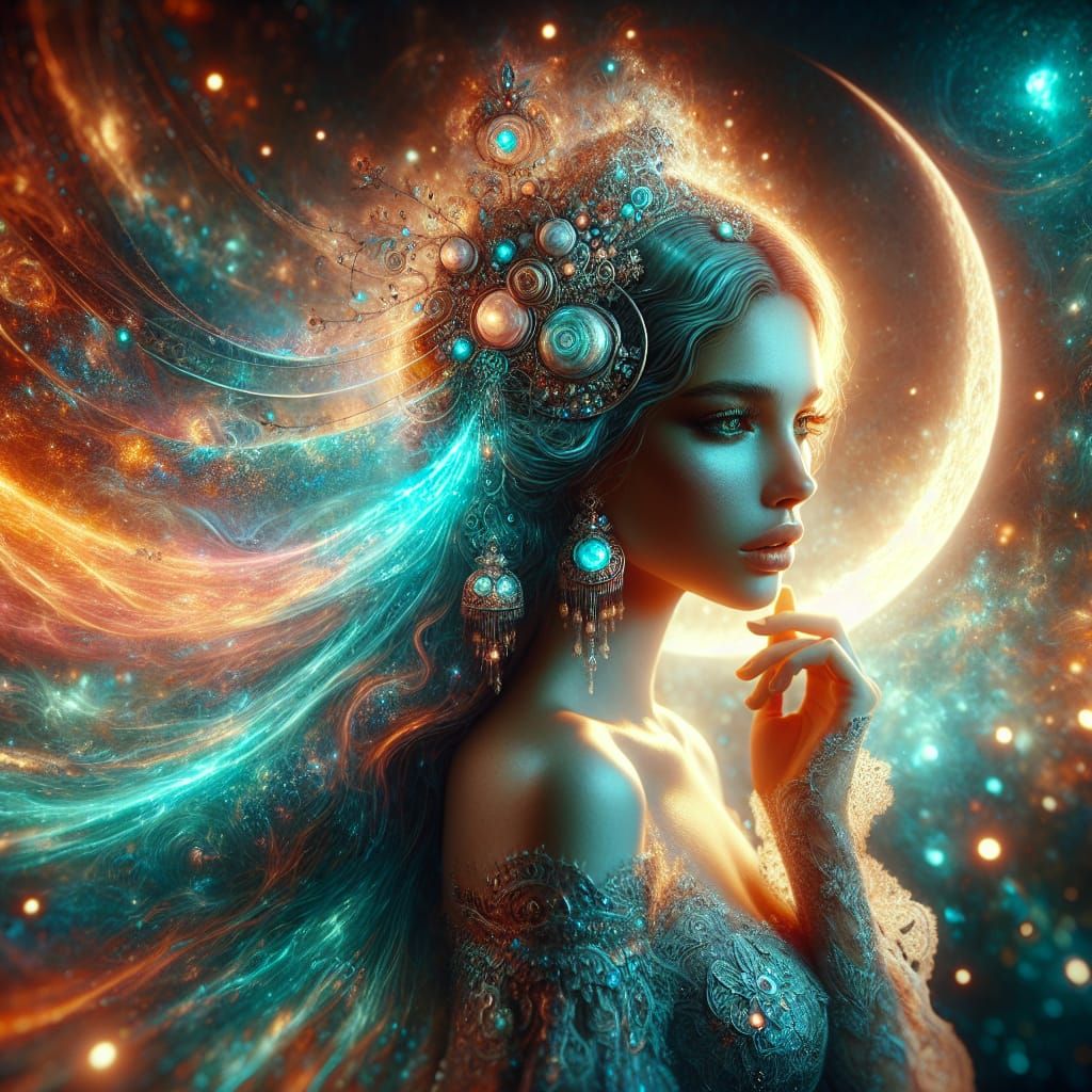 Ethereal Moon Princess Portrait in Fantasy Style