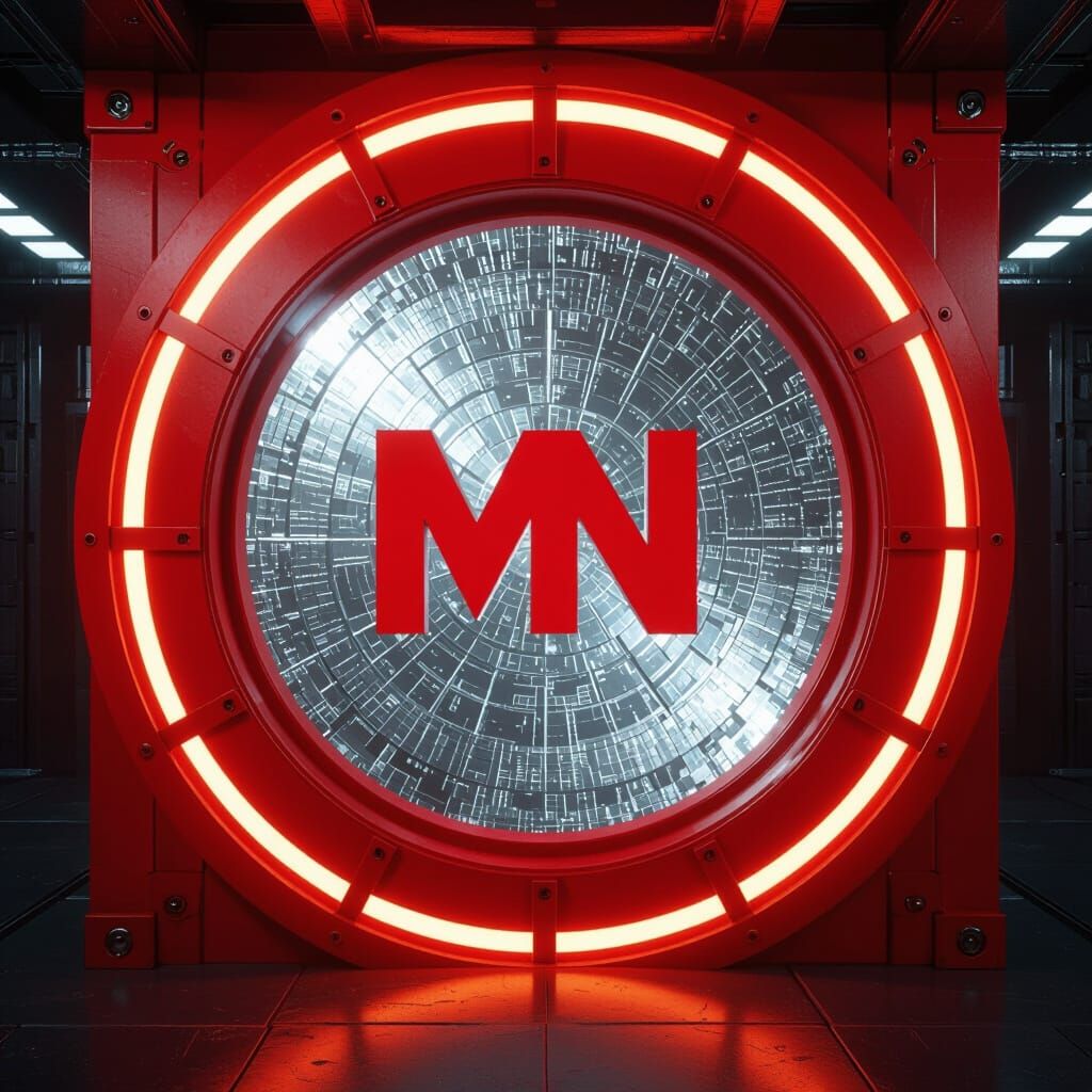 Red Portal Frame with Silver Interior and MN Initials