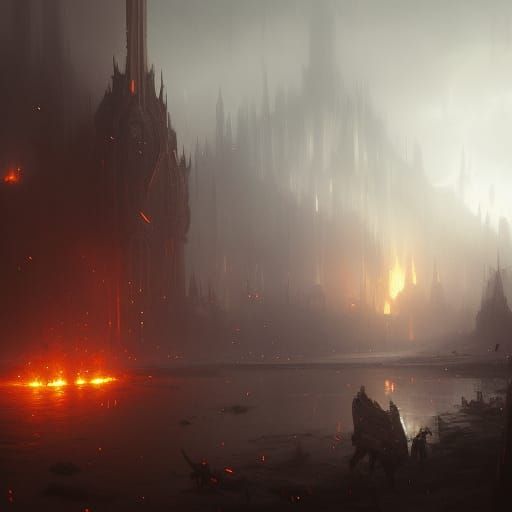 Dark Fantasy Destruction in Volumetric Lighting