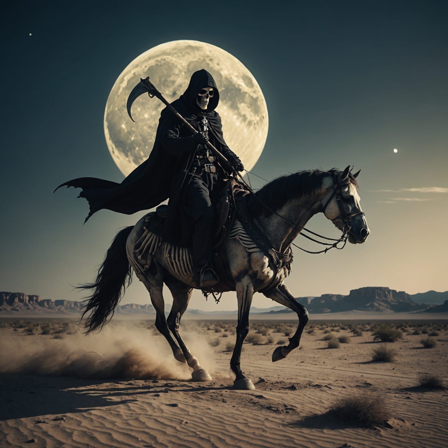Grim Reaper Rides Through Desert Wasteland