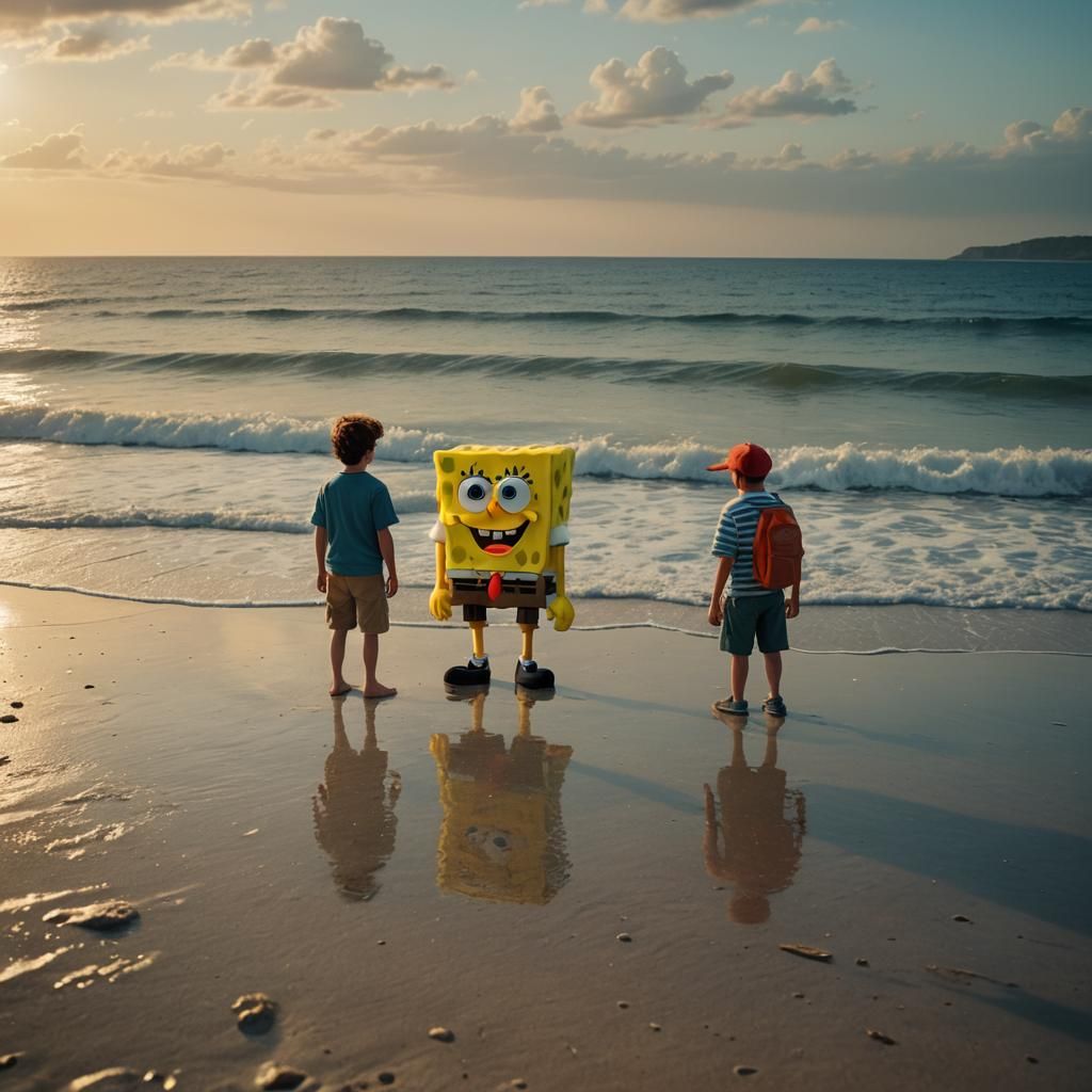 Spongebob and Patrick on a Sunny Beach