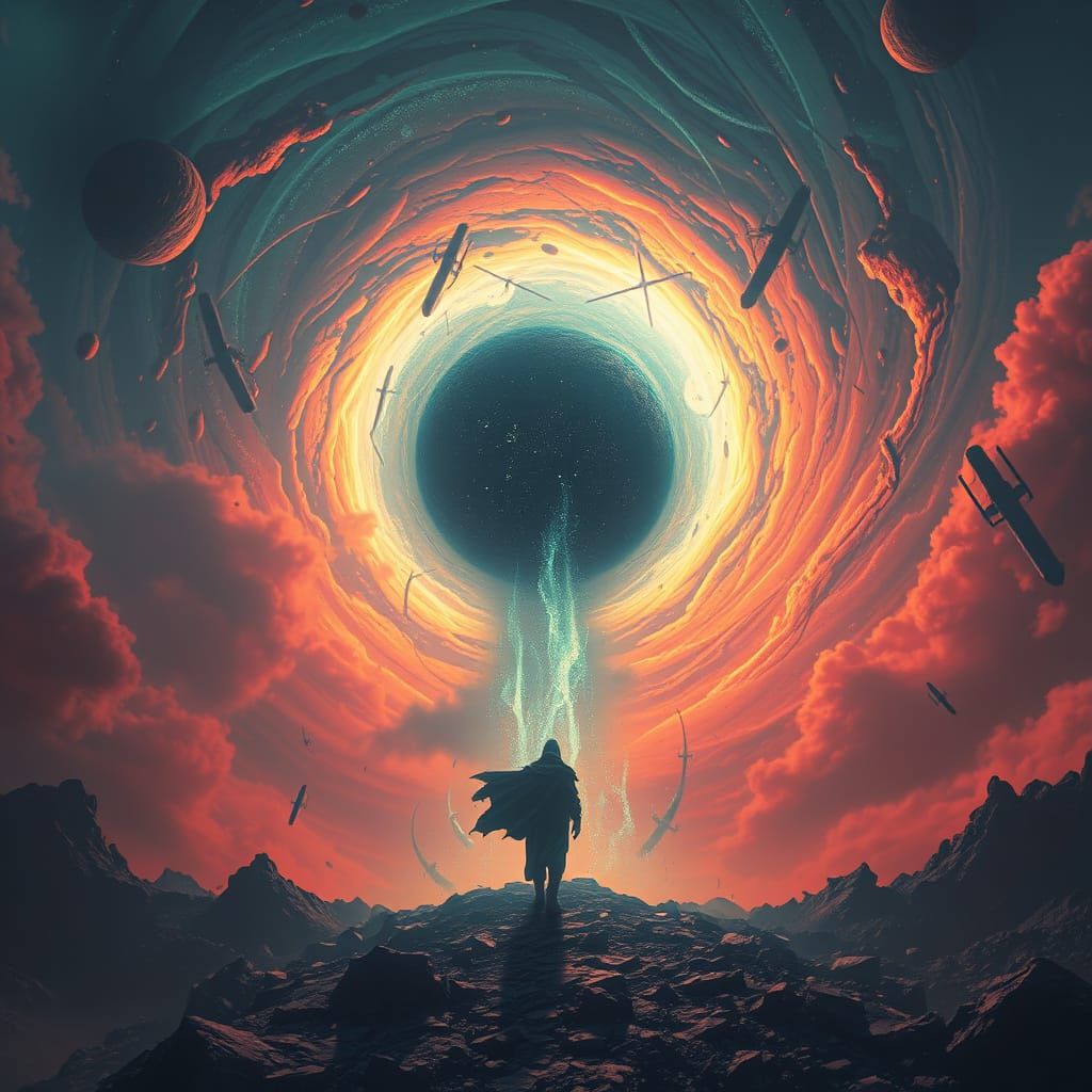 Dark Figure in Vortex as Reality Distorts