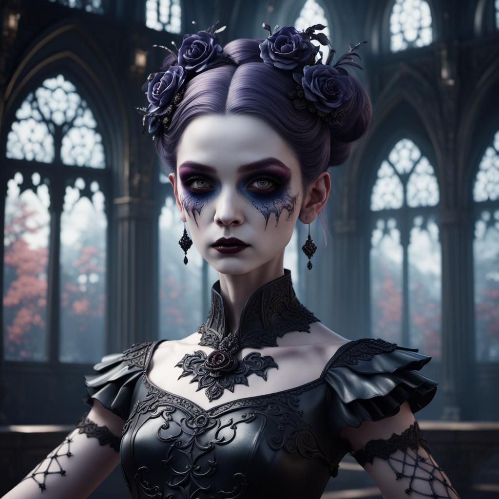 Porcelain Goth Ballerina in Detailed Matte Painting