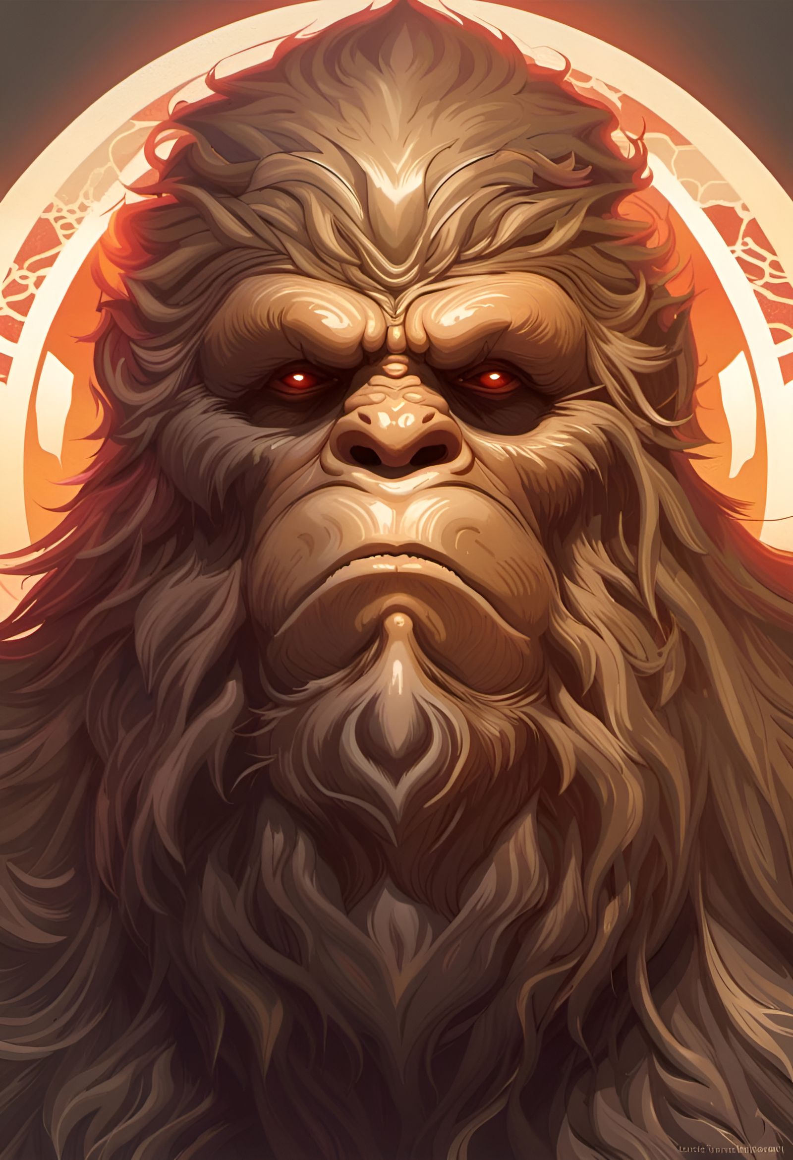 Sasquatch as Catholic Saint in Hyperdetailed Portrait