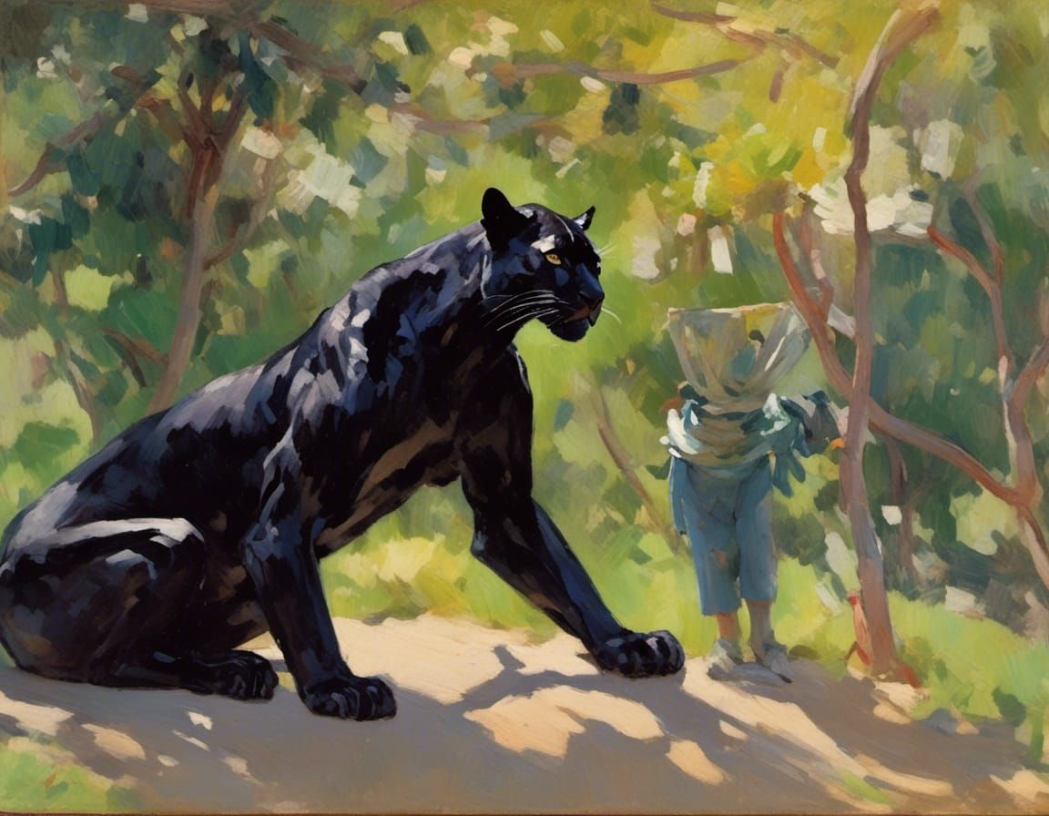 Black Panther in Australian Tonalism Style