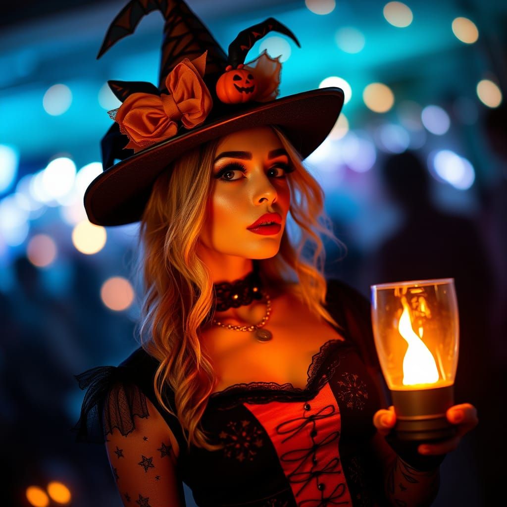 Stylish Woman's Halloween Night Outfit