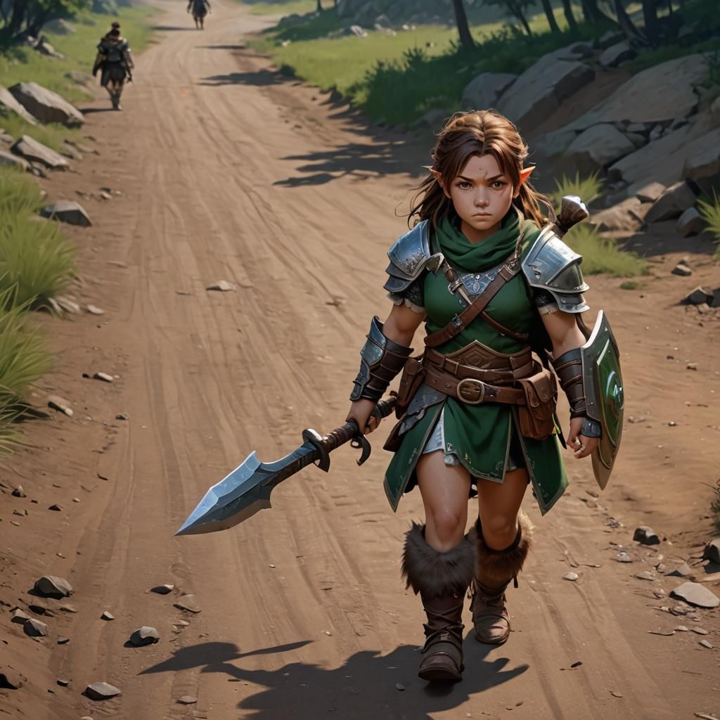 Young Dwarf Barbarian in Anime Style