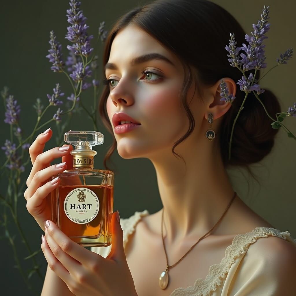 Elegant Woman with Perfume, Art Nouveau Style