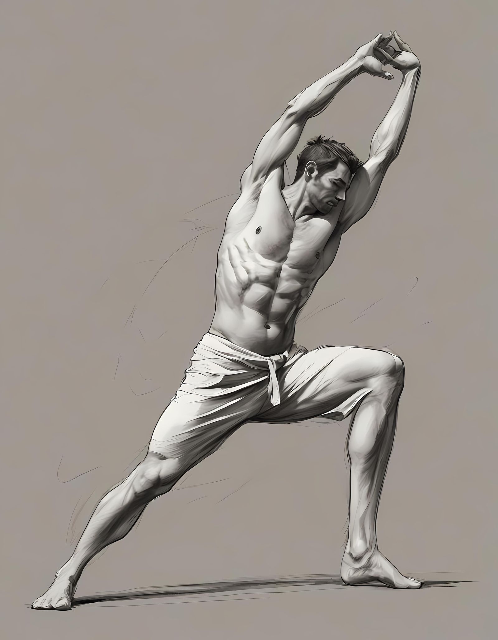 Dynamic Sketch of Yogi in Yoga Pose