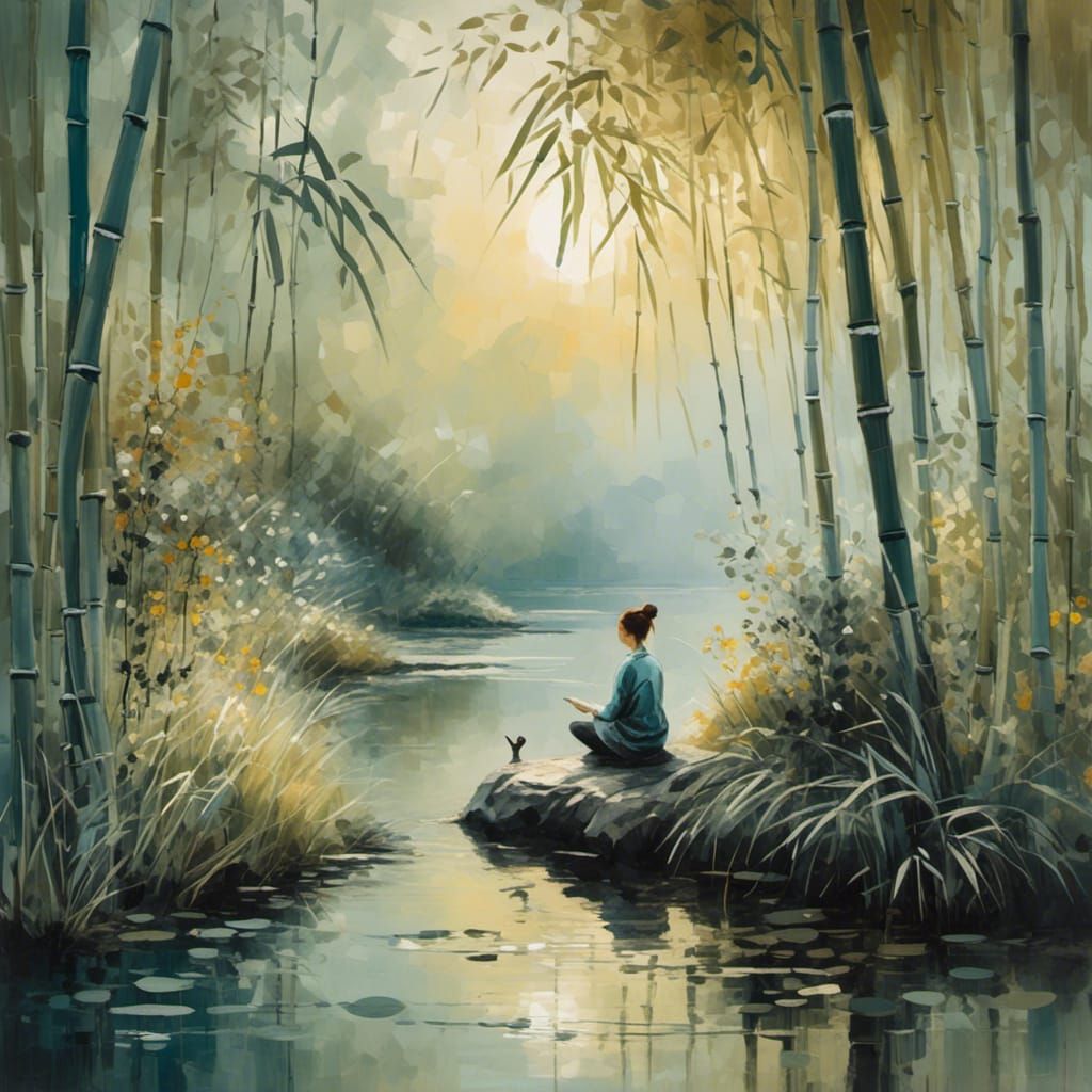 a tranquil bamboo garden