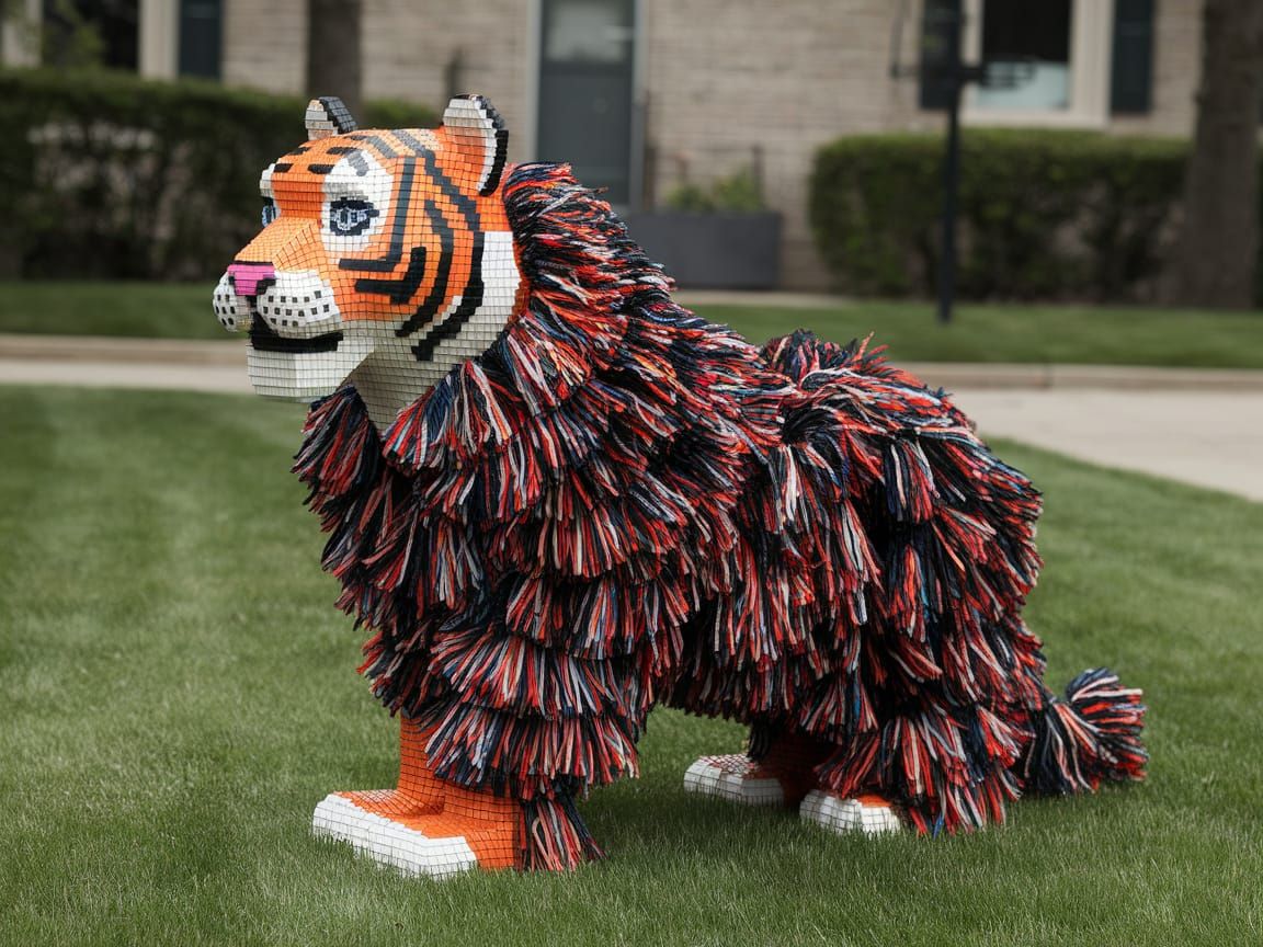 Pom Pom Tiger Cheerleading Statue