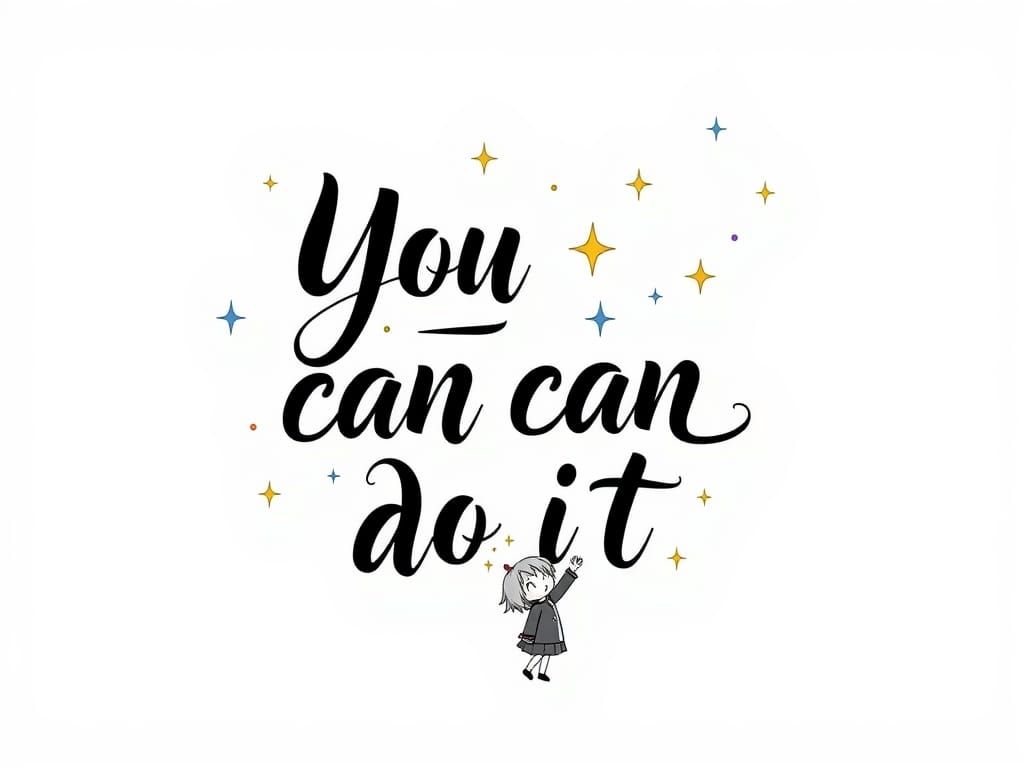 Inspirational Calligraphy with Chibi Star Background