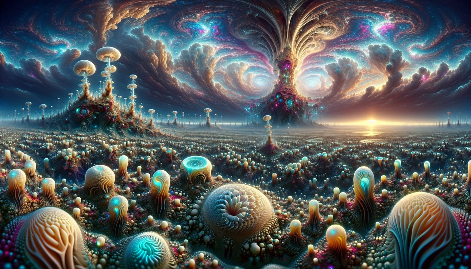 Surreal Alien Landscape with Bioluminescent Plants