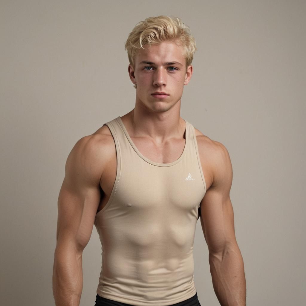 Muscular Blond Man in Wrestling Singlet Portrait