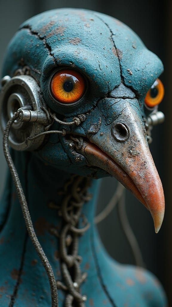 Grotesque Magpie Connected to Projecting Device