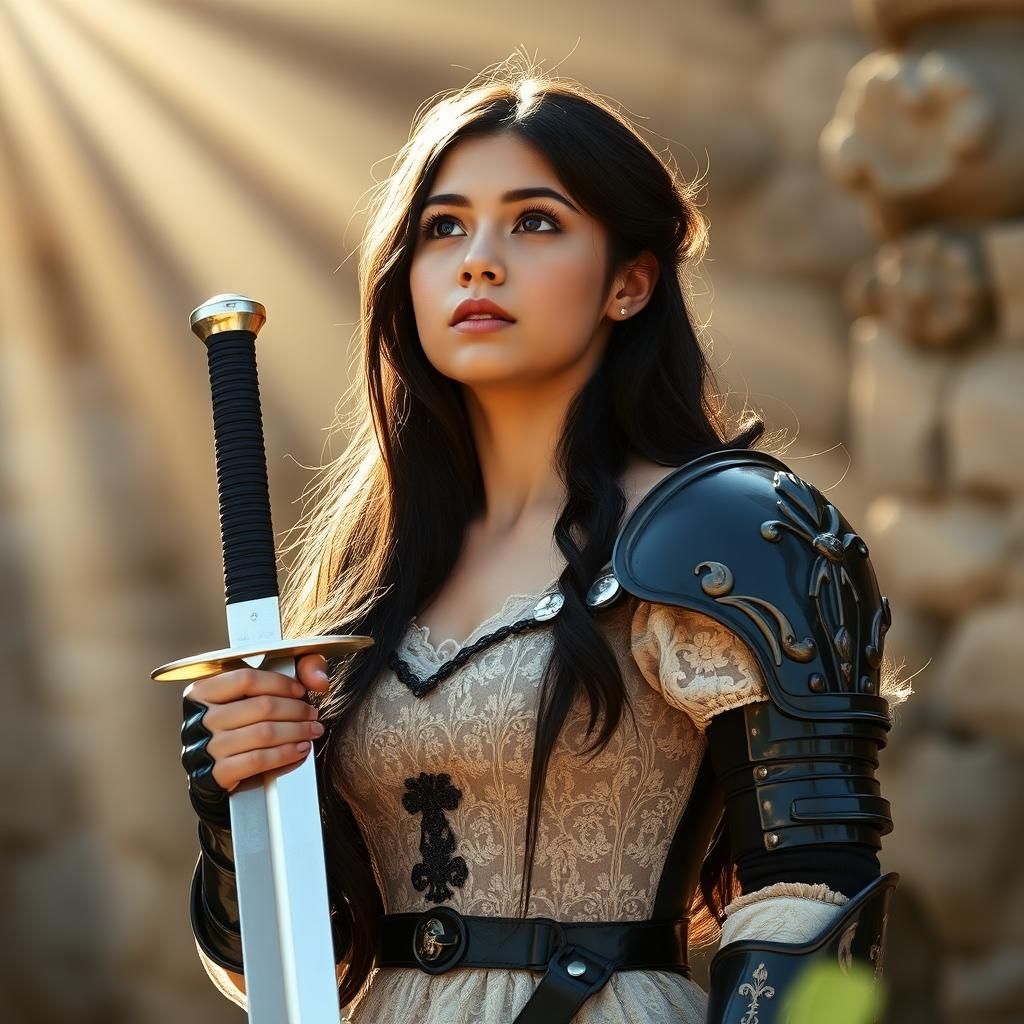 Victorian Woman in Armour Wielding Sword