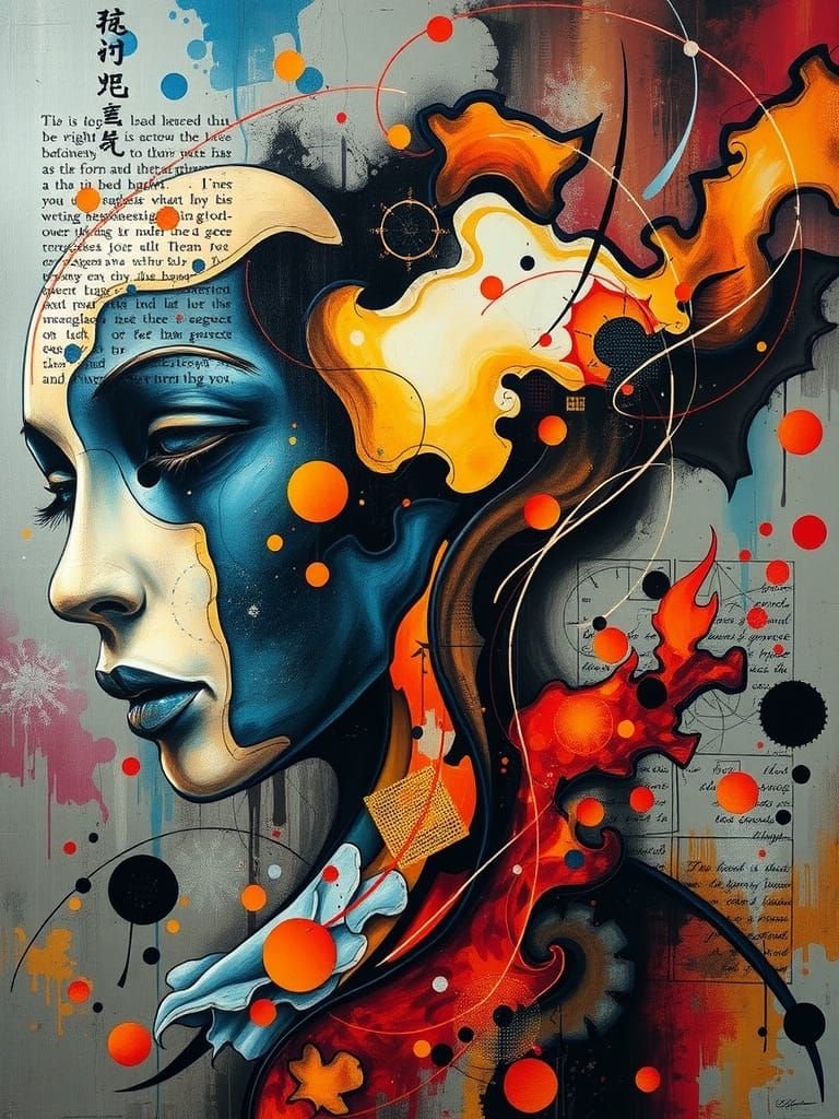 Airbrush Sculptural Rhythm Acrylic Wash Painted on Glass Tapestry