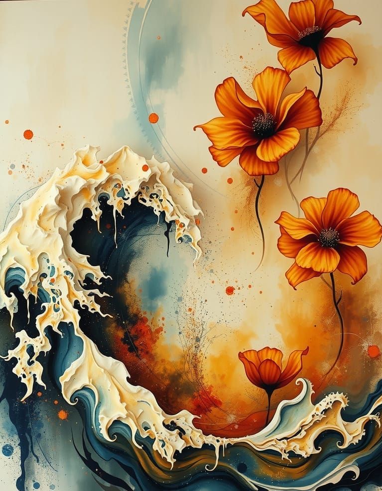 Airbrush Sculptural Rhythm Acrylic Wash Painted on Glass Tapestry