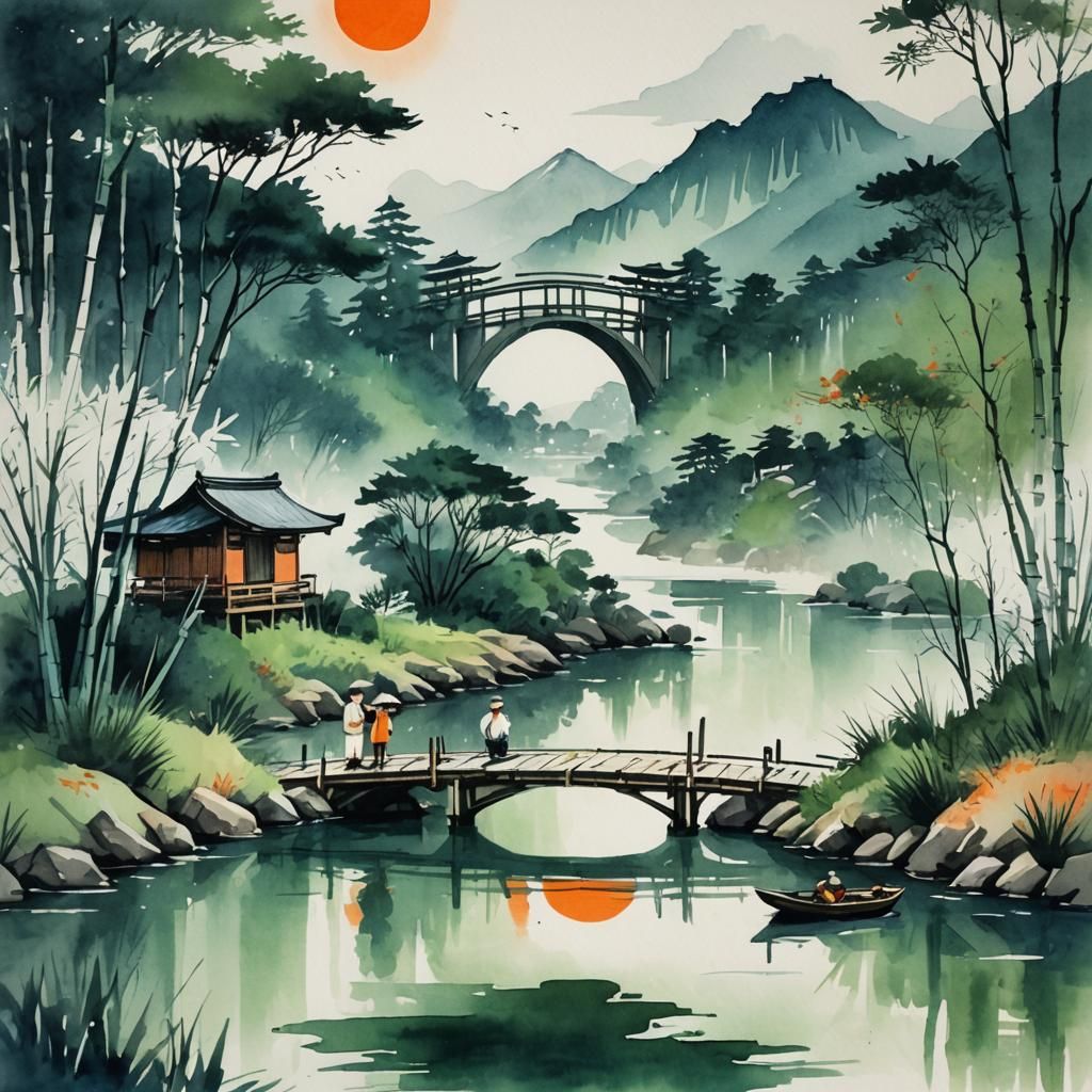 Spring japanese landscape.