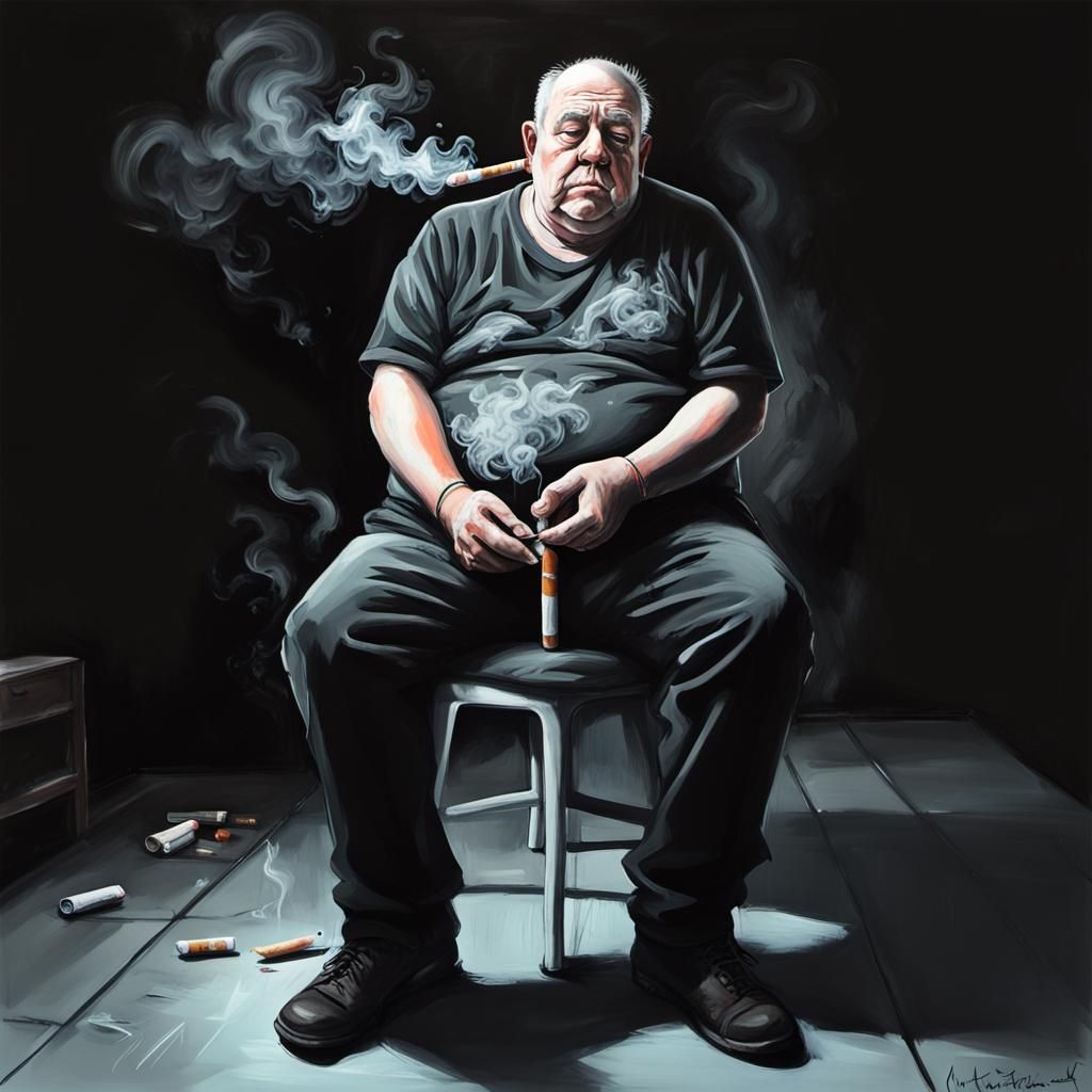 Depressed Man Alone: Graffiti Art in Black and White