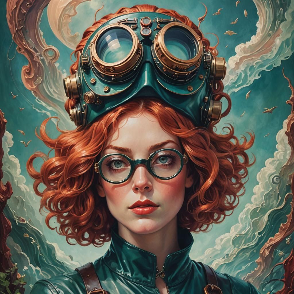 Steampunk Woman Portrait in Romantic Fantasy Style