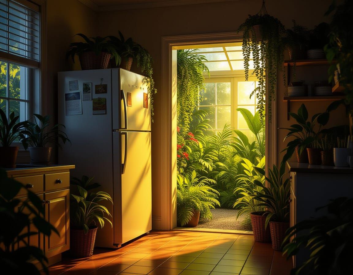 Secret Greenhouse Doorway in Refrigerator