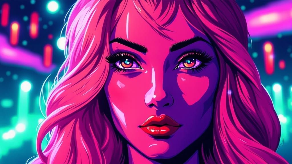 Futuristic Influencer Selfie in Anime Style