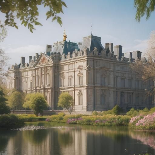 Rococo Palace in Springtime: A Cinematic Landscape