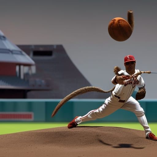 Alien Mice Play Baseball: Sci-Fi Surrealist Art