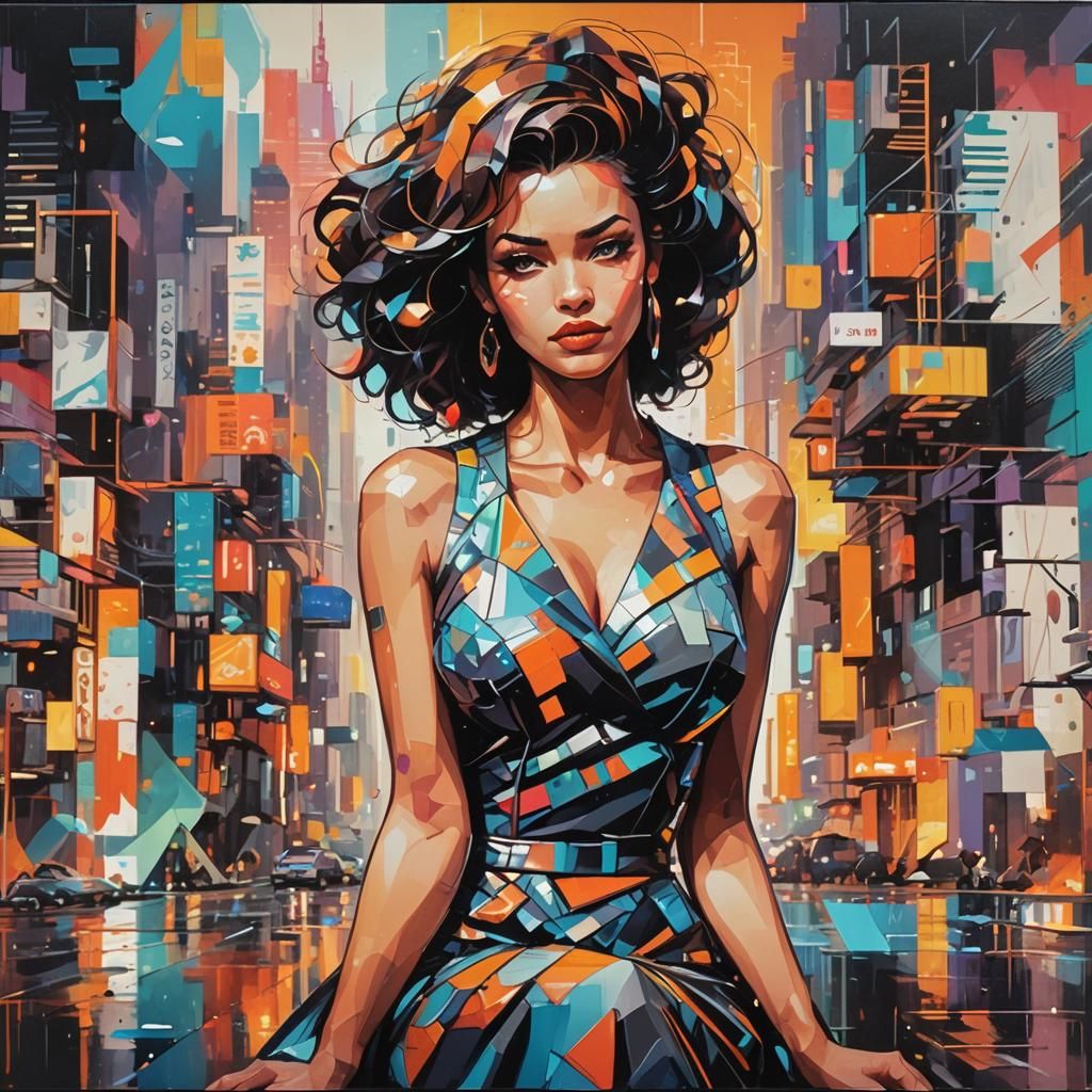 Miniature Futuristic Cityscape in Cubic 8-bit Style