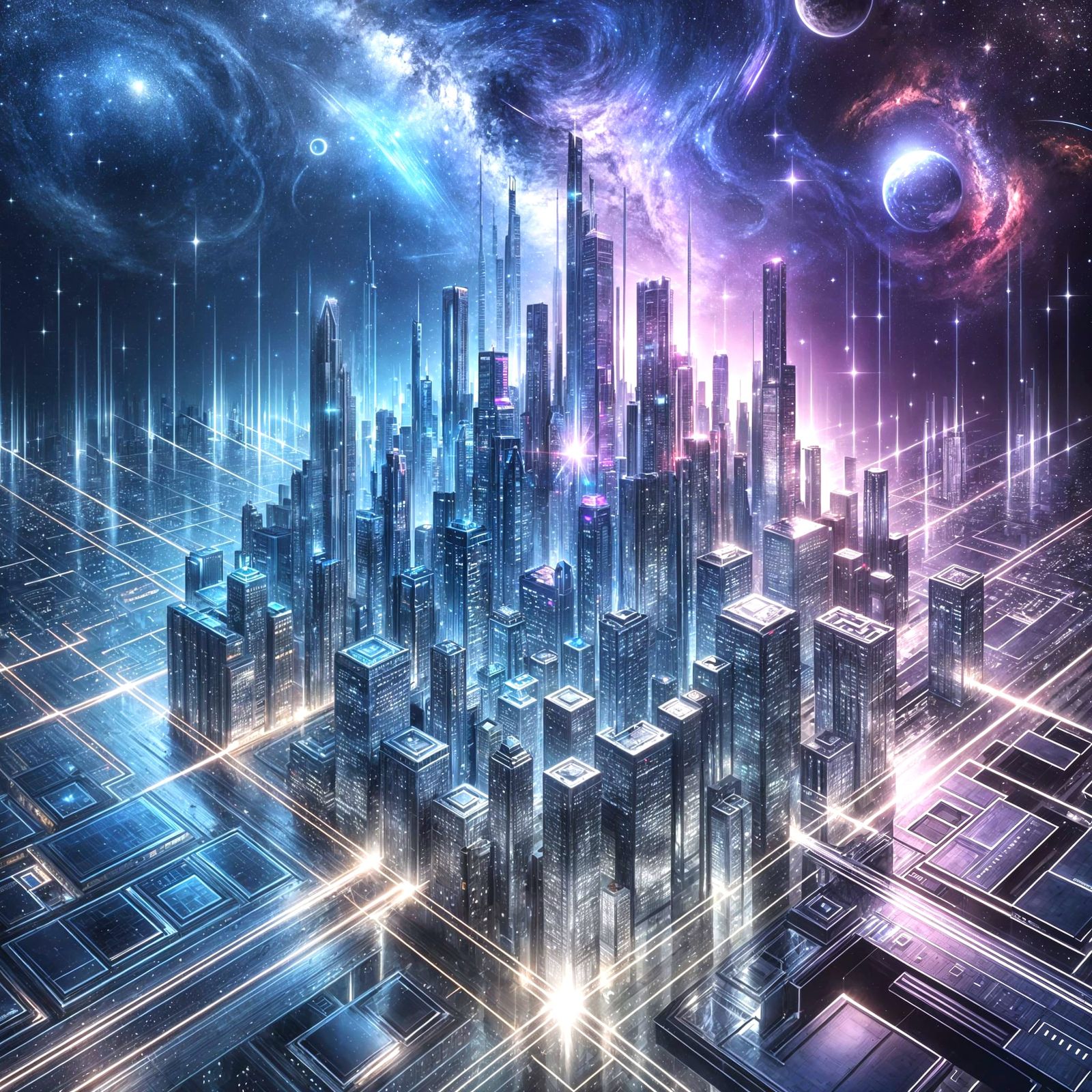 Futuristic City in Cosmic Chrome: Streamlined Architecture
