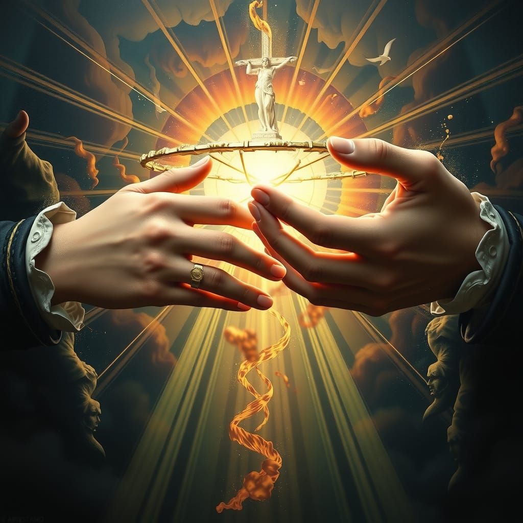 Hands of God and Adam: Michelangelo-Inspired Art