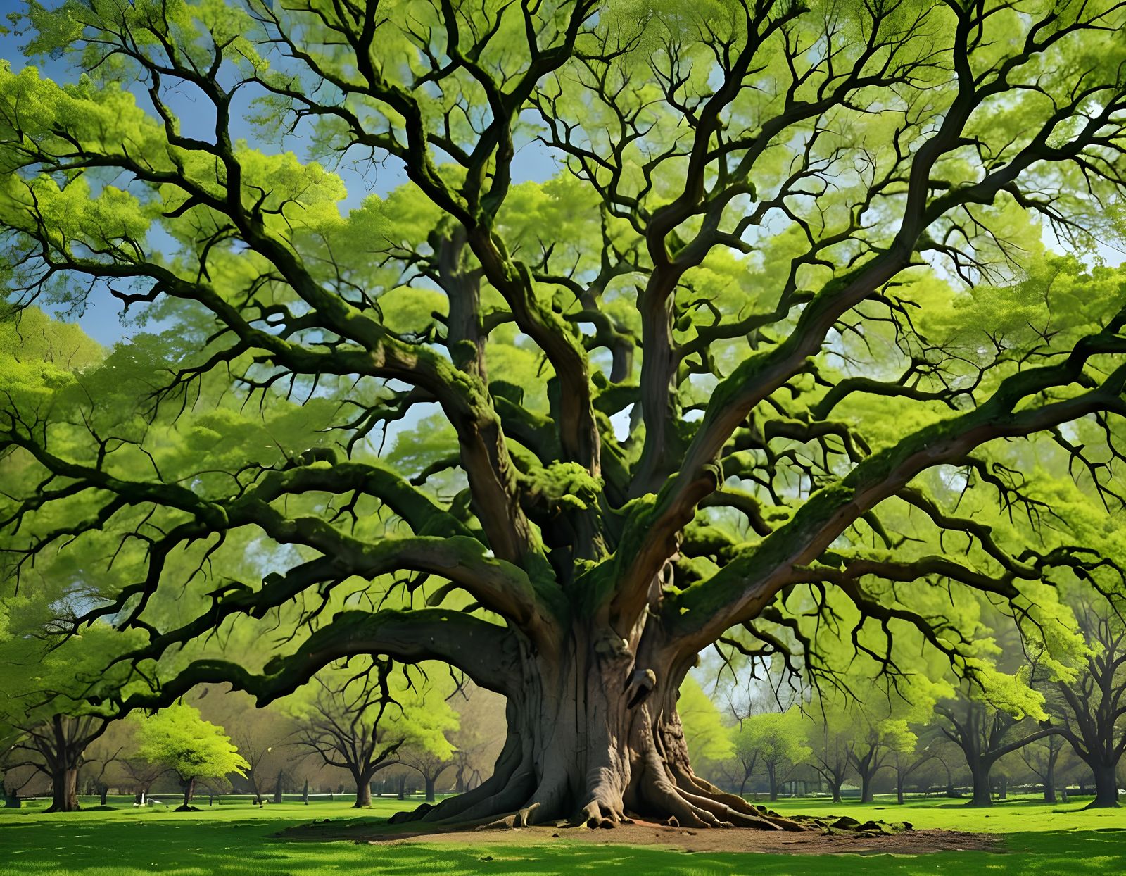 Majestic Old Tree Bursting with Spring Green
