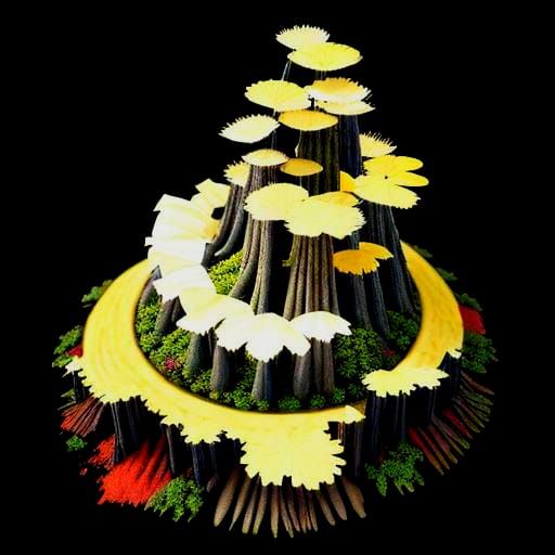 Eerie Sunset in Misty Forest with Light Shafts