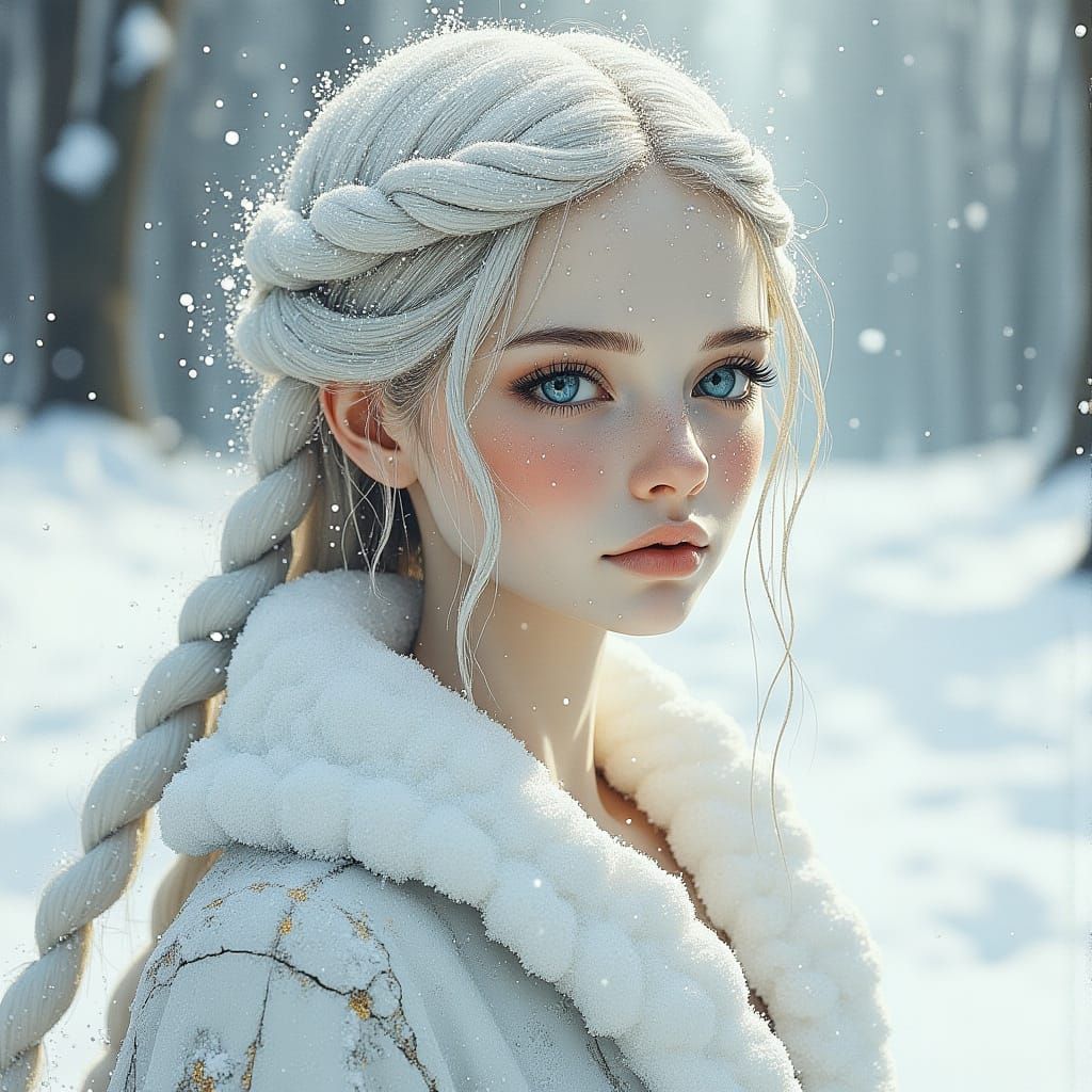 Elegant Snow Queen Concept Art in Cowboy Shot