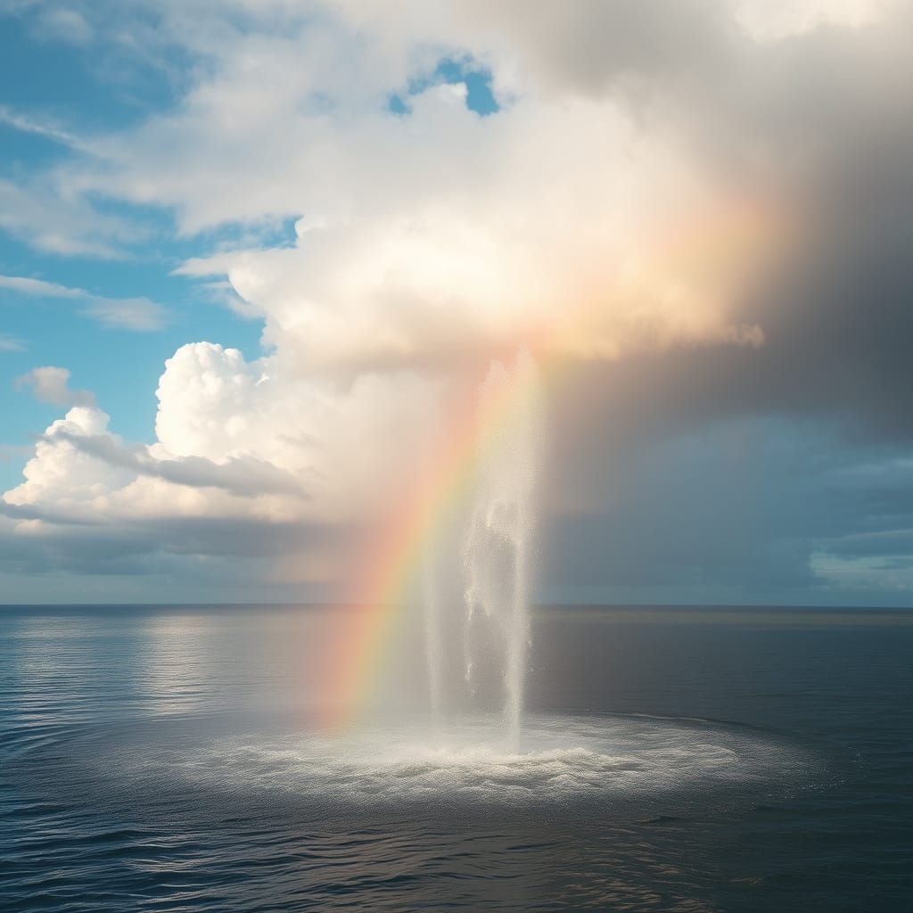 Vibrant Rainbow Ocean Landscape in Dreamy Skies