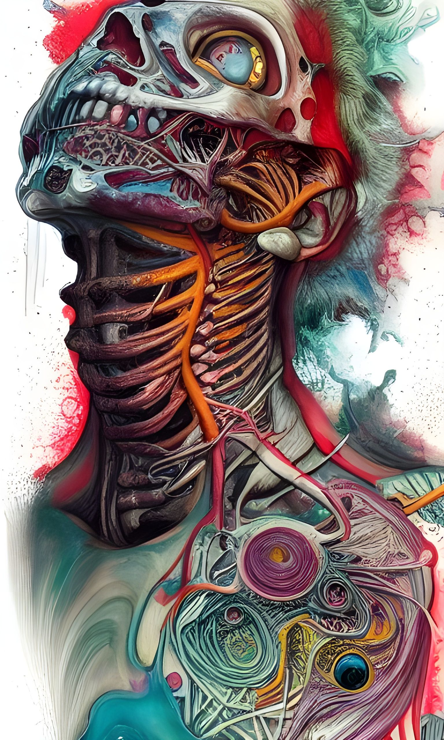 Detailed Monster Anatomy Cross-Section Illustration