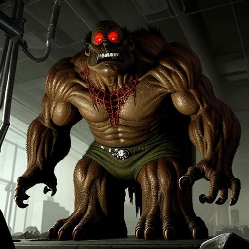 Eerie Lab Scene: Monster Rising at Night