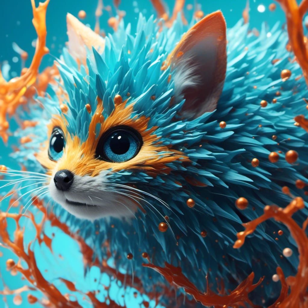 Hamster-Pufferfish-Fox Hybrid in Jungle Scene