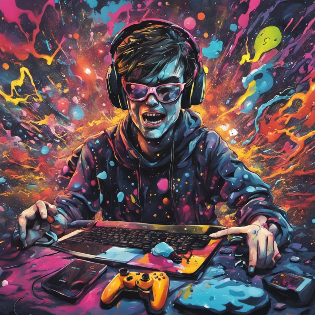 Gamer in Starfield: Graffiti Art Style